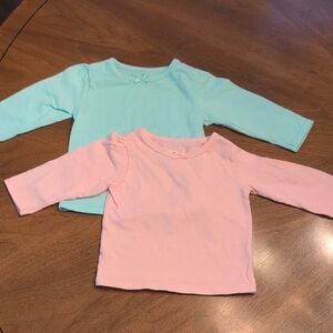 Garanimals Long Sleeve Tees - Mint and Light Pink